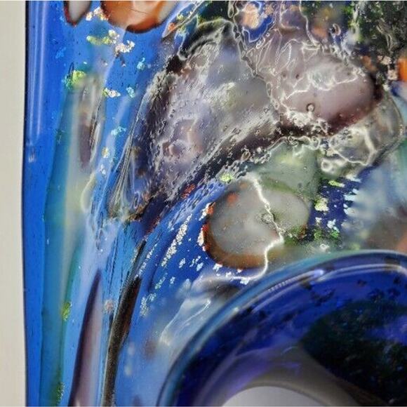 Murano Italian Art Glass Bowl Blue Millefiori Confetti Venetian Mid Century Mod - Picture 8 of 10